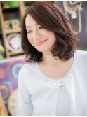 アシンメトリー抜け感ヘア黒髪大人ボブパーマh戸頭20代30代40代