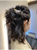 華やかハーフアップ