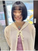 村上/顔まわりレイヤーブルーブラックミニボブ下北沢ブリーチ