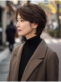 ☆オリーブグレーココアベージュ小顔クラゲヘアー/黒髪/髪質改善