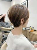 大人可愛い20代30代40代黒髪前下がりショートボブ丸みショート◎