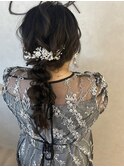 編みおろし/ヘアアレンジ/ダウンスタイル/金箔アレンジ/平塚