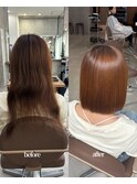 美髪矯正でアイロン要らずで朝楽ちんボブに!髪質改善/縮毛矯正