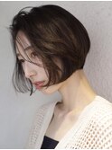 大人可愛い20代30代40代黒髪前下がりショートボブ丸みショート◎