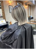 バレイヤージュショコラアッシュハイライトグレージュカラー