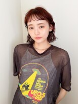 似合わせ小顔ボブ×暖色カラー デザインカラー
