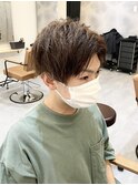 センターパートスパイラルパーマ＿ショコラブラウン