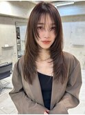 韓国ヘアーハッシュカットレイヤーカットグレージュブリーチ無し