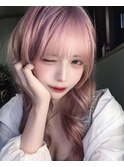 地雷系姫カットレイヤーホワイトピンク