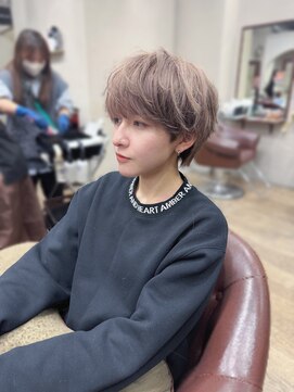 ハピネス 王寺店(Happiness) 刈り上げショート メンズライク ミルクティーカラー 奈良 王寺