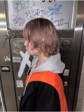 ミュー(Mu) ショートボブパーマ　ブリーチパーマ　ミルクティー