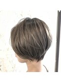 極細ハイライト×美シルエットショート×セピアグレージュ