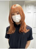 オレンジカラー/レイヤーカット