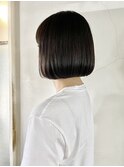 黒髪ワンレングスのレトロボブ/ボブヘア/ショートボブ