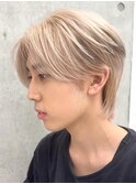 メンズブリーチカラーミルクティーベージュカラーダブルカラー