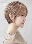 say.ショートボブひし形ショートローズブラウン暗めカラー