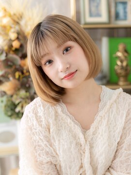 カバーヘア ブリス 大宮西口(COVER HAIR bliss) ハイトーンミルクティーブラウン/似合わせカット/顎ラインボブg