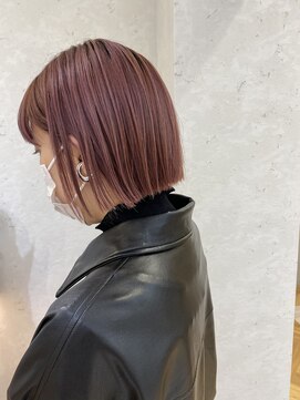 ロンドプランタン 恵比寿(Lond Printemps) 切りっぱなしボブ ピンクカラー