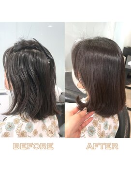 ラブクロムトーキョー オモテサンドウ(LOVECHROME OMOTESANDO) ショコラベージュメルティカラー縮毛矯正ストカールベビーバング