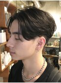 センターパートニュアンスパーマスパイラルパーマメンズパーマ