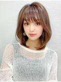 小顔/ネビージュ/ボブルフ/レイヤーカット/黒髪/結べるボブ