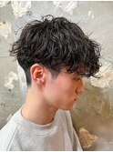 マッシュ ツイストスパイラル 波巻きパーマ センターパート