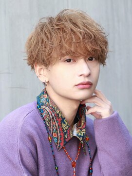 オーシャントーキョー 心斎橋(OCEAN TOKYO WEST) ハイライトウルフマッシュパーマ波巻きパーマツーブロックメンズ