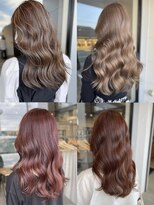 美容室フルール&nbsp;大人可愛いレイヤーカットピンクアッシュブリーチなし伸ばしかけ