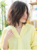 ★くすみベージュ抜け感くびれヘア小顔ボブパーマ30代40代★1