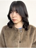 【モリオ松戸　石山】大人可愛い黒髪セミディ前髪あり20代30代