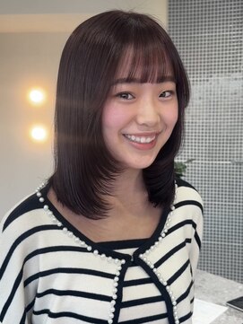 レノ 直江店(RENO) 顔周りレイヤー/ミディアムレイヤー/チェリーブラウン