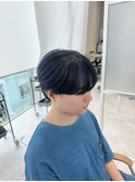 ブリーチカラー、ネイビーカラー、マッシュ