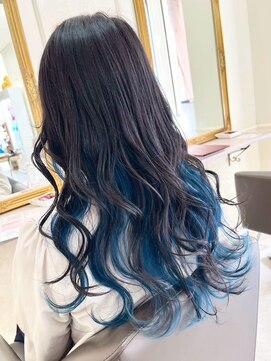 セイル(Sail) ブルーグラデーション×ウェーブロングハイライトカラー