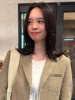 アトリエ(atelier.)&nbsp;外ハネボブ 20代 髪質改善 顔周りレイヤー ダークブラウン