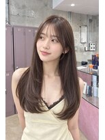 ユニオン(Union)&nbsp;シースルーバングのキャラメルブラウンストレートロング