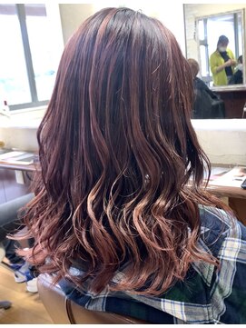 ベルベットヘア 千早店(Velvet hair) ペールピンクエアタッチバレイヤージュ 【福岡 聖容】