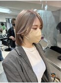 ミルクティベージュ×切りっぱなしボブ