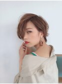 フリンジバング/ベイビーピンク/カシスレッド/ふんわりカール