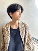 センターパート/毛流れヘア／ニュアンスパーマ/メンズパーマ