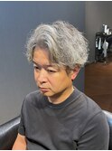 50代白髪を活かすビジネスツーブロックナチュラルパーマ