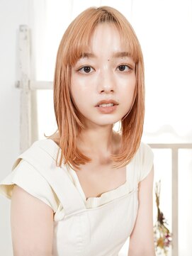 ラフィス ヘアー エラン 東尾道店(La fith hair elan) 【La fith】ペールオレンジ×ミディアムヘア