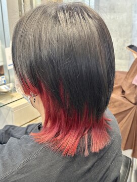 キャラ シャローネ 池袋(Chara Chalone) メンズロングウルフ/インナーカラー/レッド【本松】