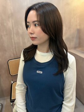 ユッカ 京橋(YUCCA) 【 YUCCA 】顔まわりレイヤーミディアムグレージュ暗髪