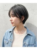 大人可愛い暗髪ショートボブ＆襟足すっきりレイヤー
