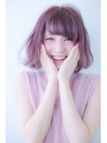 ブルーフェーセス 表参道(blue faces)&nbsp;『bluefaces』ネイビーピンクボブ　重め前髪ボブスタイル