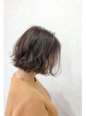 襟足すっきりフラッフィーボブ大人可愛いブリーチなしカラー
