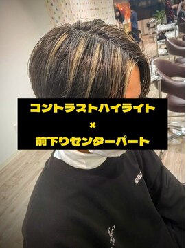 コワファーストナガサキシャンプーボーイ(COIFF1RST NAGASAKI SHAMPOO BOY) コントラストハイライト×前下りセンターパート