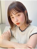 くびレイヤーハッシュカットミディアム前髪パーマ
