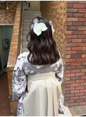 ハーフアップ　ウェーブ巻き　卒業式袴着付け　水引き　横浜★