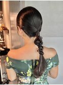 【ローポニーテール】結婚式銀座お団子カチモリタイトヘアセット